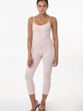 Los Angeles Apparel Pink Spaghetti Cropped Unitard